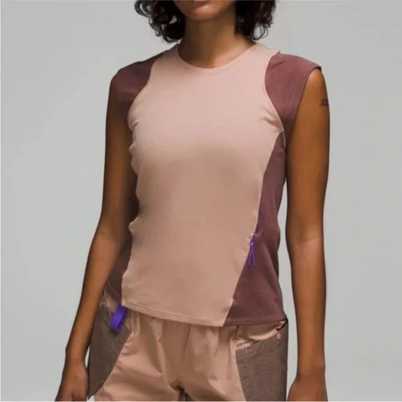 Lululemon Cap Sleeve Hiking Tank Top Pink Clay / Dark Oxide size 12 - Picture 1 of 8